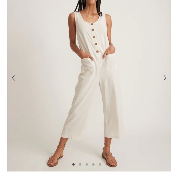 Marine Layer White V-Neck Jumpsuit - Picture 1 of 4